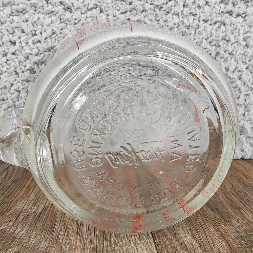 Vintage Fire-King 2 Cup Glass Measuring Cup #498 Red‎ Lettering Anchor Hocking